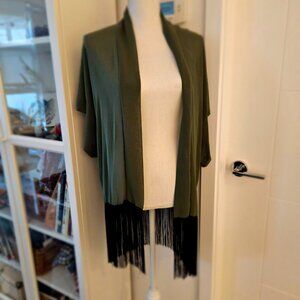 Chiffon Kimono-Style Robe with Fringe